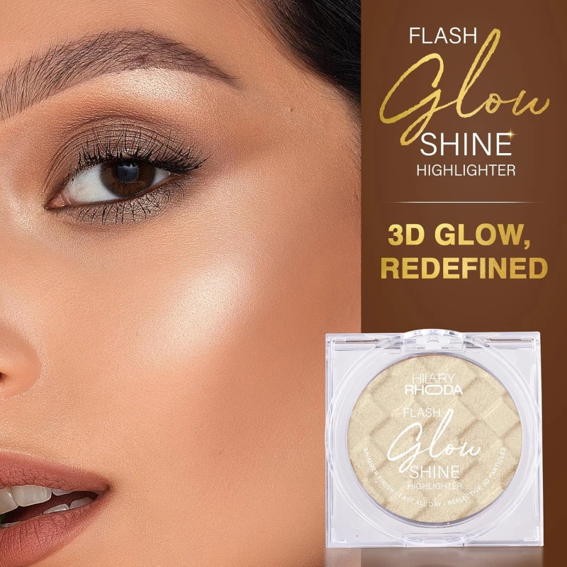 Hilary Rhoda Flash Glow Shine Highlighter | Rich Colour Payoff | Superfine Particles | 3D Reflective Glow | Blends Flawlessly -7g (Diamond Shine -Shade 03) thumbnail 3